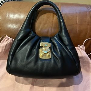 Miu Miu Lock Flap Hobo Matelasse Leather Small